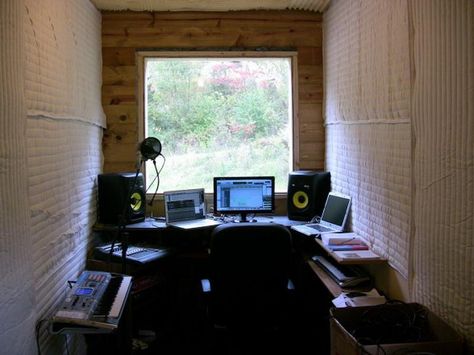 Shipping Container Recording Studio, Tiny Music Studio, Tiny Recording Studio, Container Music Studio, Music Studio Design Ideas, Recording Studio Design Ideas, Small Recording Studio Design, Home Recording Studio Design, Home Music Studio Design