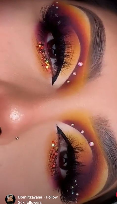 2016 Eyeshadow Looks, Dark Orange Eyeshadow Looks, Fall Themed Makeup, Thanksgiving Eyeshadow Looks, Sunset Makeup Looks, Thanksgiving Eye Makeup, Makeup Nose, Fall Eyeshadow Looks, Thanksgiving Makeup