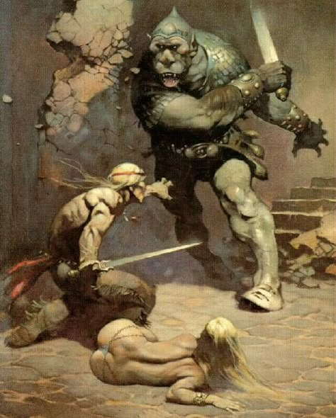 Street Art Utopia, Bd Art, Scifi Fantasy Art, Boris Vallejo, Frank Frazetta, Conan The Barbarian, Fantasy Paintings, Pulp Art, Beautiful Dark Art