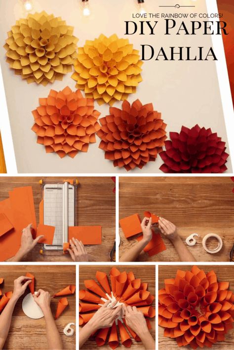 Jul Diy, Paper Flowers Diy Easy, Diy Fleur, Hantverk Diy, Paper Dahlia, Make Paper Flowers, Diy Flores, Fleurs Diy, Dahlia Flowers