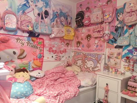 Sanrio Room, Kawaii Rooms, Cutecore Room, Kawaii Room Ideas, Spring Interiors, Otaku Room, Hello Kitty Rooms, Pink Room Decor, Cute Rooms