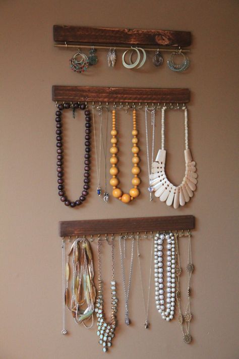 Jewelry Display Jewelry Tree Mounted by MySideOfTheGarage Jewellery Organization, Display Wall Shelves, Rustic Jewelry Organizer, Jewelry Tree Display, Rustic Jewelry Display, Jewellery Organizer, Jewelery Organizer, Jewerly Organizer, Primitive Bathrooms