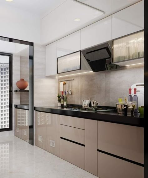 Kitchen designs ideas White Cupboard Design, Kitchen Dado Tiles, Modern Kitchen Wall Tiles, Kitchen Dado, Sunmica Designs, Dado Tiles, House Interior Design Kitchen, Latest Modular Kitchen Design, White Cupboard