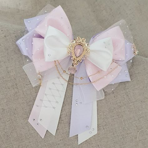 Lightstick Deco, Embroidered Hair Bows, Bows Ribbon, Diy Hair Accessories Ribbon, Fancy Bows, Ribbon Crafts Diy, Dress Design Sketches, Kawaii Accessories, Girly Accessories