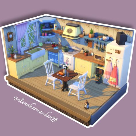 Sims 4 Grandma House, Grandmacore Kitchen, Grandma House, Granny House, Kitchen Cottage, Grandmas House, Sims 4 Houses, Cottage Kitchen, Sims House