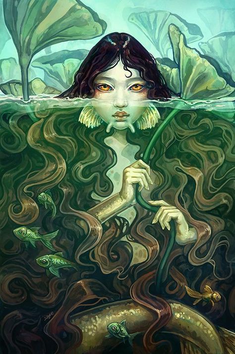 Les Pogues, Mermaids And Mermen, Fantasy Paintings, Mermaid Art, Surreal Art, Portrait Art, Interesting Art, Painting Inspiration, Aesthetic Art