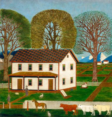 Farmhouse in Mahantango Valley Naïve Artist, Primitive Painting, American Painting, National Gallery Of Art, Art Masters, Arte Popular, Naive Art, Folk Art Painting, Farm Yard