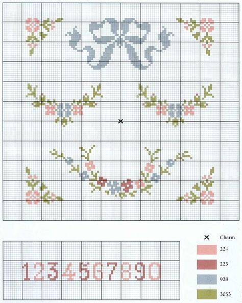 Embroidery Flowers Cross Stitch, Floral Wreath Cross Stitch Pattern Free, Cross Stitch Flower Border Pattern, Cross Stitch Floral Pattern, What To Do With Cross Stitch Projects, Cross Stitch Art Pattern, Cross Stitch Motifs, Cross Stitch Border, Cross Stitch Quilt