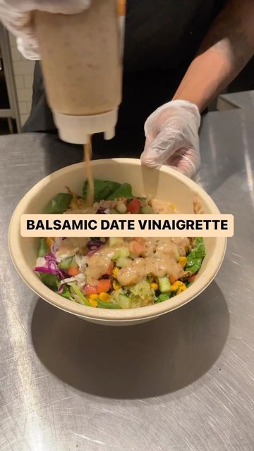 CAVA on Instagram: "This is how we make our tart-sweet, drizzle-on-everything Balsamic Date Vinaigrette!" Date Balsamic Vinaigrette, Balsamic Date Vinaigrette Cava, Vegan Balsamic Vinaigrette, Cava Balsamic Date Vinaigrette, Balsamic Date Vinaigrette, Date Dressing Recipe, Cava Sauces, Cava Sauce Recipe, Cava Dressing Recipe