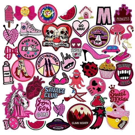 Cream Horse, Pink Patch, All Pink, Biker Patches, Horse Diy, Cartoon Embroidery, Iron On Applique, Embroidery Craft, Embroidery Patches