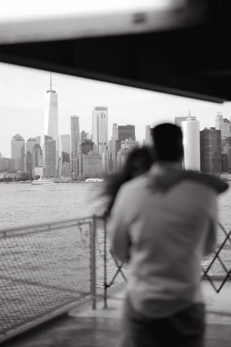 Nyc Love Couple, New York City Engagement Shoot, Ferry Engagement Photos, Ferry Photoshoot, Nyc Ferry, Nyc Projects, 2024 Energy, Nyc Couple, Cinematic Photos