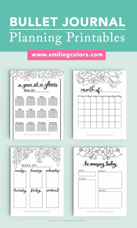 Bullet Journal Birthday Tracker, Bullet Journal Planning, Bullet Journal Page Ideas, Weekly Planner Sheets, Journal Printables Free, Journal Planning, Journal Page Ideas, Free Planner Templates, Free Printables Organization