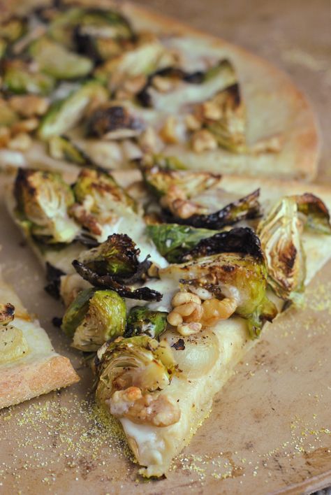 Brussels Sprout and Walnut Pizza via @preventionrd Brussel Sprout Flatbread, Brussels Sprouts Pizza, Pizza With Brussel Sprouts, Burrata Brussel Sprouts, Brussels Sprouts And Pancetta, Lemon Pizza, Beautiful Brunch, Pizza Life, Pizza Oven Recipes