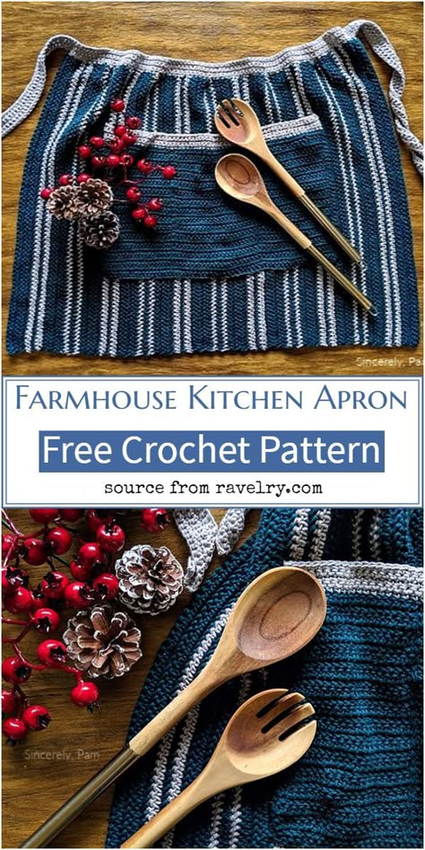 Pioneer Crochet Patterns, Apron Crochet Pattern, Crocheted Aprons Patterns, Crochet Appliance Covers, Things To Crochet For The Kitchen, Crochet Kitchen Cloth, Kitchen Knitting Patterns, Free Crochet Projects Ideas, Crochet For Adults