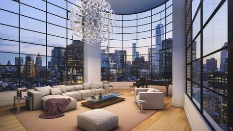 Penthouse In New York, New York Mansion, Minimalistic Room, Penthouse Living, New York Penthouse, Duplex Penthouse, Luxury Penthouse, Mansions For Sale, Design Apartment