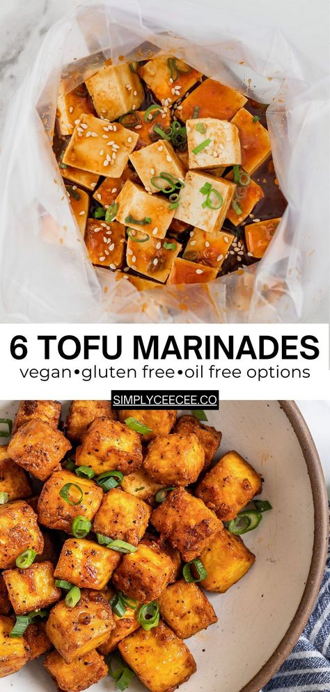 The KEY to a flavorful tofu is seasoning. These six different tofu marinade recipes are all EASY and a delicious way to marinate tofu. Stores well in the fridge. #marinaderecipes #glutenfree Easy Tofu Marinade, Tofu Marinade Recipes, Firm Tofu Recipes, Soy Free Tofu, Lacto Vegetarian, Tofu Seasoning, Tofu Recipes Healthy, Vegan Sauce, Tofu Marinade