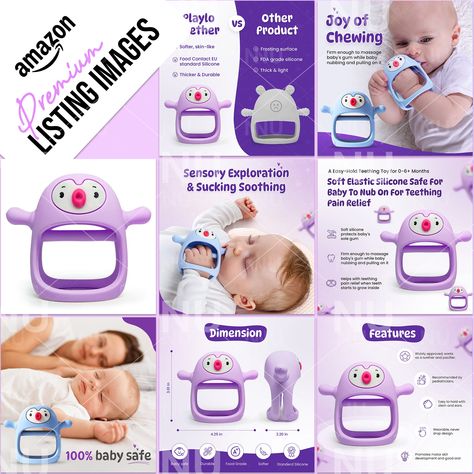 Behance 上的 Amazon Listing Infographics || Teeth Pacifier Amazon Product Listing Design, Ebc Design, Amazon Listing Images, Casual Frocks, Flyer And Poster Design, Baby List, Contents Design, Product Listing, Graphic Design Adobe