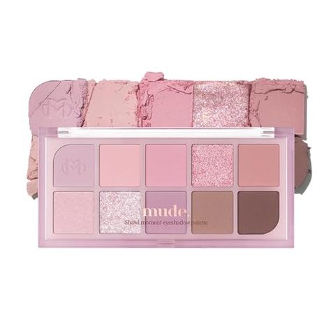 mude Shawl Moment Eyeshadow Palette Matte Shimmering Glitter Layering 10 Shades Highly Pigmented Blendable Color with Soft Texture Korean Makeup Eye Palette K-beauty Korean Eyeshadow Palette, Korean Eyeshadow, Holiday Finds, Japanese Makeup, Makeup Box, Daily Makeup, Makeup Items, Eye Palette, K Beauty