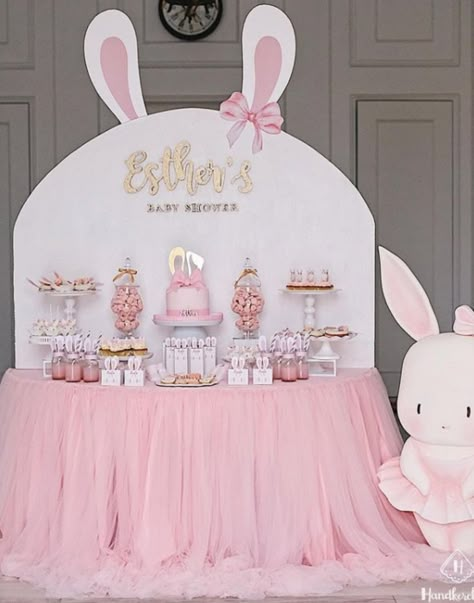 Pink Bunny Baby Shower Ideas – Baby Shower Ideas 4U Little Bunny Baby Shower Ideas, Easter Baby Shower Ideas Girl, Bunny Decorations Party Ideas, Bunny Themed Baby Shower Ideas Girl, Bunny Theme Baby Shower Ideas, Easter Themed Baby Shower Ideas, Baby Shower Bunny Theme Girl, Bunnies Birthday Party, Baby Shower Bunny Theme