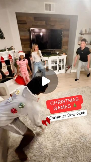 AMBER MAMIAN on Instagram: "Christmas Game #5🎄 Christmas Game Bow Grab🎄

This is perhaps the easiest and cheapest game to set up!

Stick 4 bows to the back of everyone playing and separate the players.

The goal is to knock off the other players bows before all of yours get knocked off.

Last player with bows on wins! 

On a side note: Mike was very excited when my cousin Mark came to visit and the first thing out of his mouth was “so, when do the challenges begin?” 😂

#familytime #familygames #christmasgames #gmchorechallenge" Christmas Games With Bows, Bow Spatula Christmas Game, Christmas Bow Game, Christmas With The Right Family Game, Christmas Steal A Gift Games, Christmas Bow Games For Kids, Christmas Bow Memory Game, Christmas Gift Games, Fun Christmas Party Games