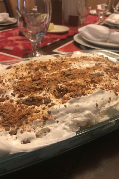 Butterfinger Delight Butterfinger Delight Angel Food, Butterfinger Dessert Angel Food, Butterfinger Salad, Angle Food Cake Dessert, Butterfinger Delight, Butterfinger Recipe, Butterfinger Lush, Butterfinger Recipes, Butter Finger Dessert