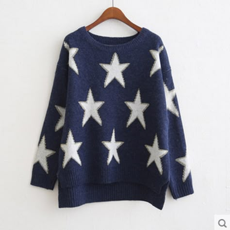 Cute kawaii students pentagram sweater YV2301 Coraline Aesthetic, Coraline Jones, Young Avengers, Star Sweater, Loose Sweater, Coraline, Star Print, Asian Fashion, Look Cool