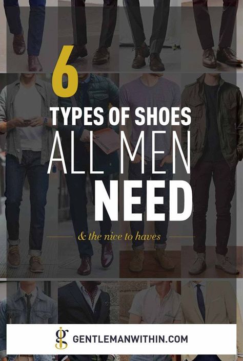 Shoes are important—perhaps, the most important item of clothing in a man’s wardrobe, which is why I’ve compiled this list of essential shoes for men. Besides nailing the fit, I’d say that most men should first start with investing in a few quality pairs of shoes. Here are what I believe are the 6 essential shoes for men and a few extras for good measure. //   #shoes #shoesformen #essentialshoes #mensshoes Monkstraps Men Outfit, Essential Shoes Men, Men Wardrobe Essentials, Types Of Shoes Men, Menswear Essentials, Essential Shoes, Mens Wardrobe, Mens Wardrobe Essentials, Style Essentials