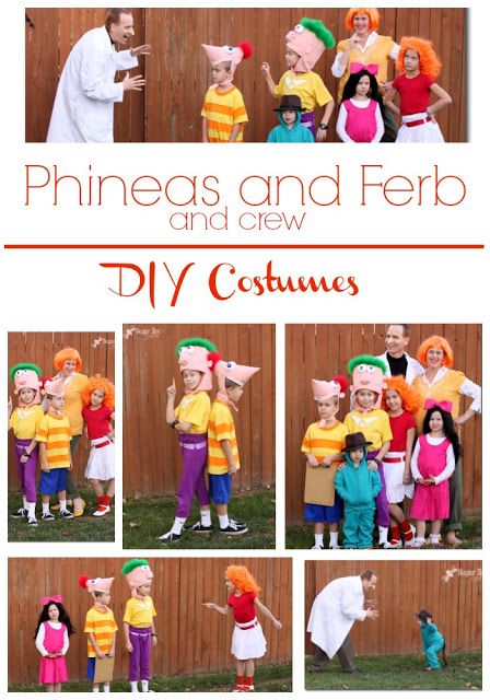 Phineas and Ferb, DIY Family Costumes - this is such an awesome set of halloween costumes!!   - - Sugar Bee Crafts Ferb Costume, Diy Family Costumes, Phineas And Ferb Costume, Family Costumes Diy, Phineas E Ferb, Phineas Y Ferb, Last Halloween, Crochet Dishcloth, Diy Halloween Costumes Easy