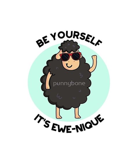 ‘Ewe-nique Animal Pun’ by punnybone Sheep Quote, Sheep Puns, Eeyore Quotes, Sheep Tattoo, Sunglasses Funny, Funny Sheep, Sheep Art, Animal Puns, Cute Puns