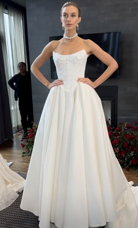 Ball Gown Wedding Dress Corset, Ball Gown Wedding Dress Corset Top, Peaked Neckline Wedding Dress, Wedding Dress Lace Corset, Wedding Dress Structured, Princess Wedding Dresses Corset Top, A Line Corset Wedding Dress, Drop Waist Corset Wedding Dress, Basque Wedding Dress