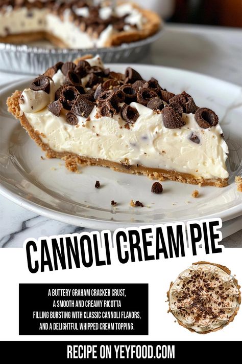 Yeyfood.com: Recipes, cooking tips, and kitchen hacks for home cooks of all levels Cannoli Cream Pie, Cream Pies Recipes Easy, Cannoli Pie Recipe, Cannoli Pie, Dessert Potluck, Cheddar Bread Recipe, Easy Cannoli, Hacks For Home, Cannoli Cream