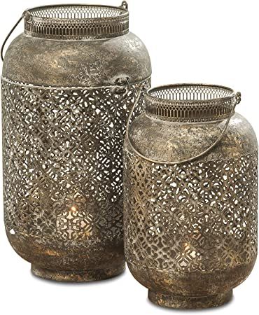 Farmhouse Vases, Large Lanterns, Lantern Candle Decor, Moroccan Lanterns, Flameless Led Candles, Lantern Set, Vases For Sale, Metal Lanterns, Decor Pillows