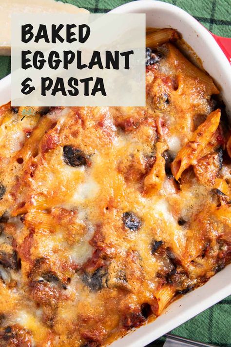 This Baked Eggplant and Pasta dish is excellent as a main or side dish to grilled or fried meat.  With eggplants and tomato sauce, this baked pasta is delicious and filling --- but still light enough for a second serving! Grilled Eggplant Pasta, Eggplant And Pasta Recipes, Eggplant Pasta Recipes, Eggplant Recipes Pasta, Fried Meat, Eggplant Pasta, Baked Penne, Tomato Pasta Sauce, Baked Pasta