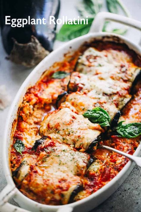 Rollatini Eggplant, Eggplant Rollups, Eggplant Rollatini Recipe, Eggplant Recipes Healthy, Best Vegetarian Dishes, Eggplant Rollatini, Healthy Eggplant, Eggplant Recipes Easy, Eggplant Dishes