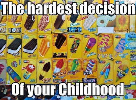 The Hardest Decision Of Your Childhood. #ChildhoodMemories #IcecreamTruck #90'sKid Hard Decisions, Funny P, Childhood Memories 2000, 2000s Nostalgia, Childhood Days, 90s Childhood, Ice Cream Truck, I Remember When, 90s Kids