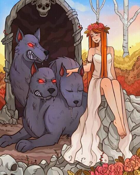 Persephone Cerberus, Persephone And Cerberus, Persephone Art, Persephone Goddess, Greek Goddess Art, Greek Mythology Gods, Will Solace, Greek Gods And Goddesses, Greek Mythology Art