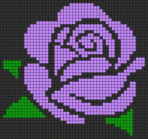 Pixel Crochet Pattern Flower, Rose Pixel Art, Rose Pixel Pattern, Floral Pixel Art, Grid Crochet Patterns Flower, Pixel Flower Pattern, Flower Grid Pattern, Rose Beads, Crochet Graph Patterns Flower