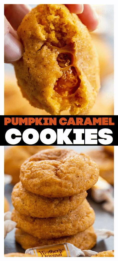 Pumpkin Caramel Cookies Pumpkin Nut Cookies, Pumpkin Cookies With Brown Butter Icing, Pumpkin Sugar Cookies, Pumpkin Dip, Pumpkin Cookie Recipe, Pumpkin Treats, Butter Icing, Pumpkin Treat, Caramel Cheesecake