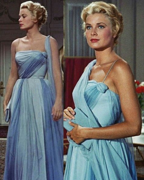 Grace Kelly Dresses, Grace Kelly Style, Iconic Outfits, Vintage Hollywood Glamour, Princess Grace Kelly, Iconic Dresses, Blue Gown, Princess Grace, Vintage Inspired Dresses