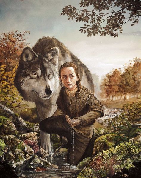 Arya Stark by Nordheimer.deviantart.com on @deviantART Arya Stark Book, Arya Stark Art, Ayra Stark, Asoiaf Art, Hbo Game Of Thrones, Dire Wolf, Gra O Tron, Iron Throne, Game Of Thrones Art