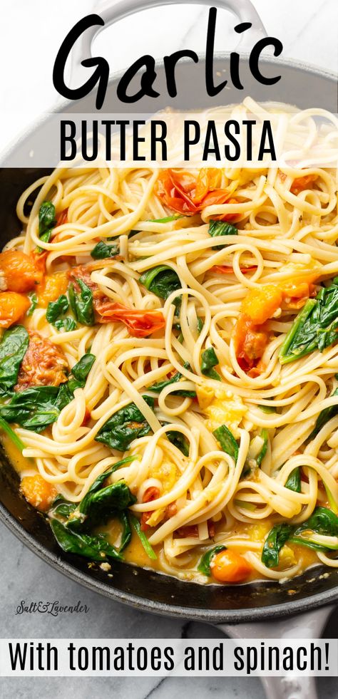 Pasta With Tomato And Spinach, Garlic Butter Pasta With Vegetables, Pasta With Chicken Spinach And Tomatoes, Spaghetti Spinach Tomato, Shrimp Tomato Spinach Pasta In Garlic Butter Sauce, Healthy Pasta With Spinach, Spaghetti And Spinach With Sundried Tomatoes, Simple Pasta Recipes Vegetarian, Lemon Pasta With Vegetables