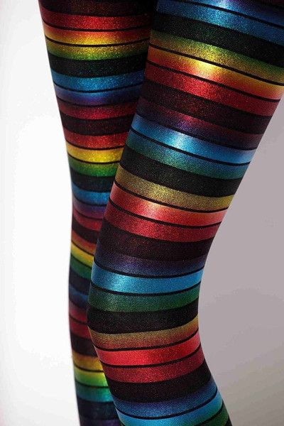 Rainbow Leggings, $80AUD Rainbow Goth Outfit, Ribbon Texture, Rainbow Goth, Rainbow Clothes, Rainbow Leggings, Rainbow Shoes, Striped Tights, Rainbow Outfit, Black Milk Clothing