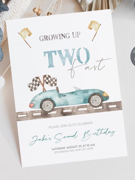 Excited to share this item from my #etsy shop: Growing Up TWO Fast Race Car Birthday Invitation Editable, Vintage Little Racer Birthday, Car Racing Birthday Printable INSTANT DOWNLOAD I01 Two Fast Too Curious Birthday Invitations, Cars Two Fast Birthday, Two Fast Cars Birthday, Two Fast Bday, Two Birthday Theme Boy, Race Car Birthday Invitations, Two Fast Birthday Cake, Two Fast, Two Fast Birthday Invitation