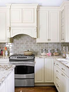 1000+ ideas about Off White Cabinets on Pinterest | White ... Kitchen With White Cabinets, French Country Kitchen Designs, Kitchen Ikea, Country Kitchen Designs, Kabinet Dapur, Subway Tile Kitchen, Herringbone Backsplash, French Country Kitchens, Kitchen Backsplash Designs