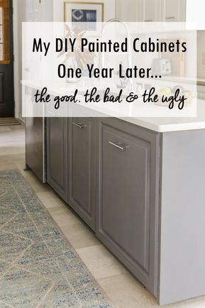 Milk Paint Cabinets, Milk Paint Kitchen Cabinets, Diy Kitchen Cabinets Painting, Paint Kitchen Cabinets, Painted Cabinets, One Year Later, Paint Kitchen, Plywood Cabinets, Kitchen Cabinets Makeover