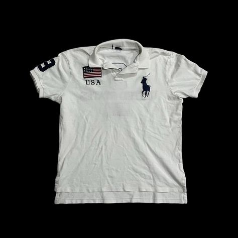 Ralph Lauren USA Big Pony Polo Shirt Custom Fit Size... - Depop Polo Shirt Outfits, Vintage Polo Shirt, Polo Outfit, Streetwear Inspo, College Fits, Polo Sport Ralph Lauren, Chief Keef, White Polo Shirt, Lacoste Polo