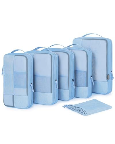 BAGSMART Compression Packing Cubes for Suitcase, 6 Set Travel Packing Cubes for Luggage, Compression Travel Cubes & Suitcase Organizer for Packing with Shoe Bag Sky Blue Check more at https://animetee.com/product/compression-packing-cubes-for-suitcase-6-set-bagsmart-travel-packing-cubes-for-luggage-compression-travel-cubes-suitcase-organizer-for-packing-with-shoe-bag-sky-blue/ Travel Packing Cubes, Suitcase Organizer, Travel Cubes, Suitcase Organization, Suitcase Bag, Packing Cubes, Blue Check, Travel Packing, Blue Bags