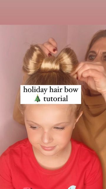 Audrey McClelland on Instagram: "HAIR BOW TUTORIAL FOR THE HOLIDAYS (day 2) 🎄🎄 Here’s a great one for the holidays! It’s fancy. It’s pretty. It’s perfect. 🤩 I wish I had showed the back of the head so you can see how smooth it is after you tuck the tail in. This is really such a great hairstyle for any occasion! . I share all of the hair products that we love and use above in the highlights. . #bunhairstyle #bunhairstyles #holidayhair #holidayhairstyle #simplehairstyles #simplehair #simplehairstyle #easyhairstyles #easyhairstyle #easyhairstylesforgirls #cutehairstyles #cutehair #hairvideo #hairideas #hairinspo #hairinspiration #hairvideos #hairidea #hairstyle #hairstyles #hairtutorial" Hair Into Bow Tutorial, How To Make A Bow With Your Hair, Bow Buns Hairstyle, Kids Holiday Hairstyles, Easy Bow Hairstyles, Audrey Mcclelland Hair, Hair Bow Bun Tutorial, Hair Styles Bow, Bow Bun Tutorial