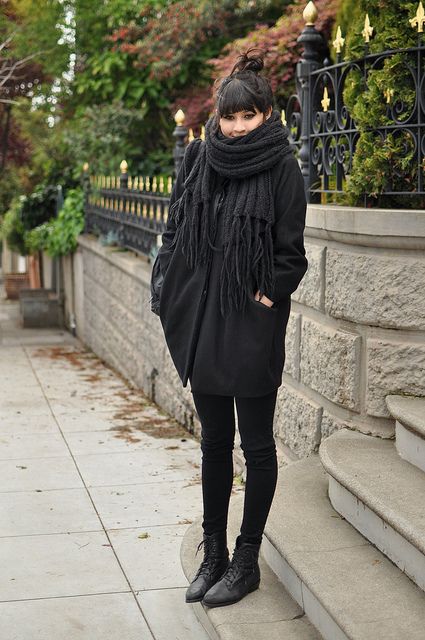 ~ Total Black, Wearing Black, Black Boots, A Woman, Boots, Black