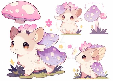 Kawaii Fantasy Creatures, Kawaii Mythical Creatures, Chibi Fantasy Creatures, Cute Fantasy Creature Concept Art, Fantasy Cute Creatures, Creature Design Cute, Cute Creatures Art, Cute Mystical Creatures, Cute Creatures Drawing